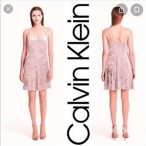 CALVIN KLEIN VELVET SLIP DRESS IN PINK SIZE 6